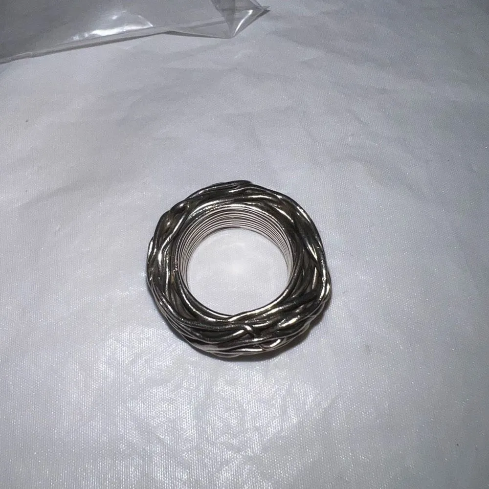 Vintage Solid Sterling Silver Twisted Thick Vine Ring Size 6 - Image 3