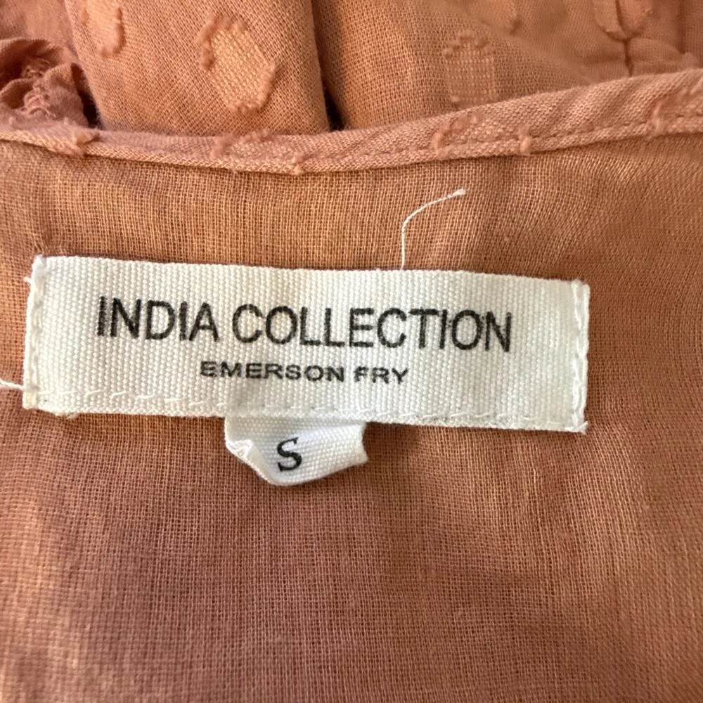 Emerson Fry India Collection Ruffle Chandra Midi Maxi Dress Size S Clay Pink - Image 7