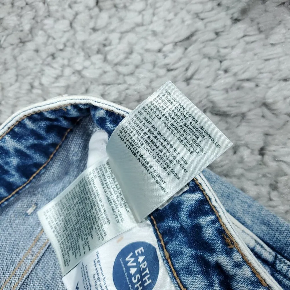 Wrangler Free People Mom 680 Blue‎ White Acid Wash High Rise Tapered Size 26x29 - Image 6