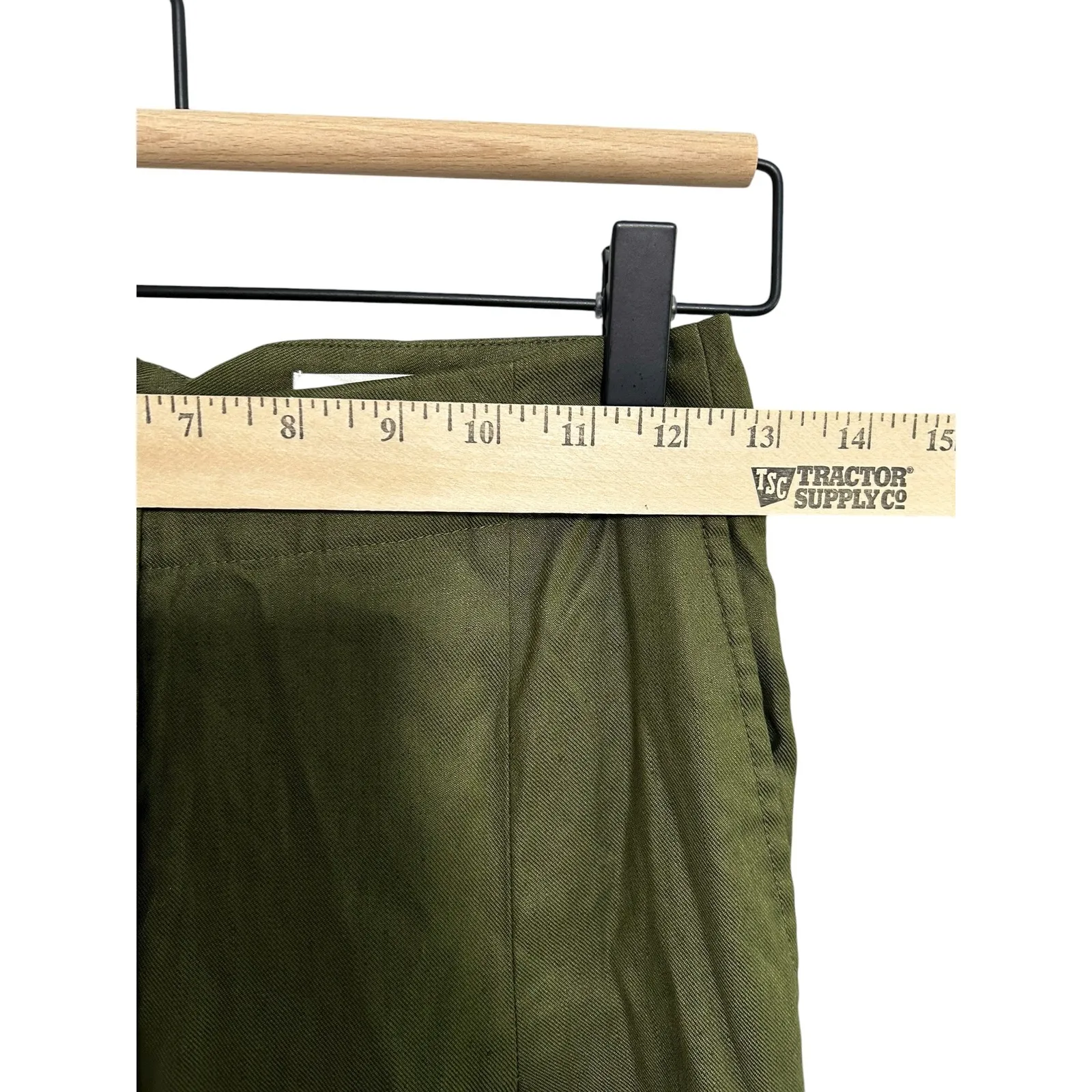 7 For All Mankind Italian Fabric Olive Green‎ Wide Leg Linen Cotton Pants Size 2 - Image 7