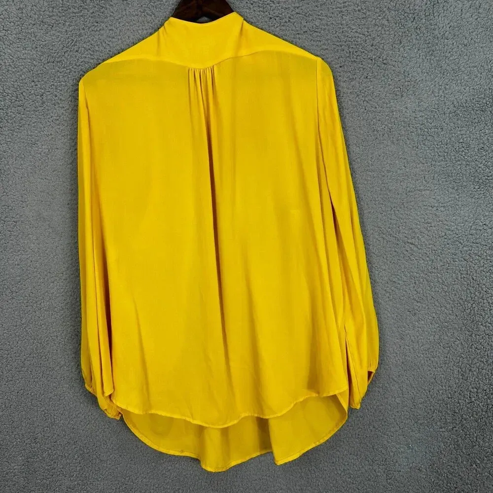 Carmen Marc Valvo‎ Top Womens 3X Yellow 1/2 Zipper Accent Flowy Feminine Boho - Image 6