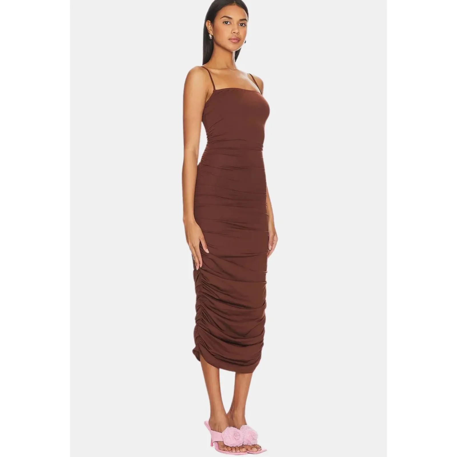 NWT OW Collection EZRA Midi Dress in Cappuccino Sz‎ XS $150 Brown - Image 2
