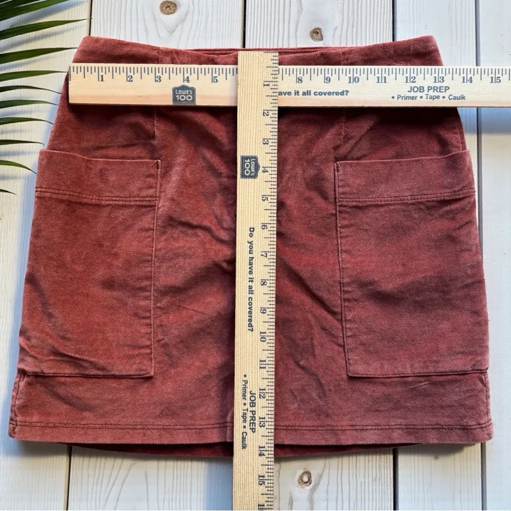 BDG Urban Outfitters Button Front Velvet Mini Skirt – Rust – XS - Image 6