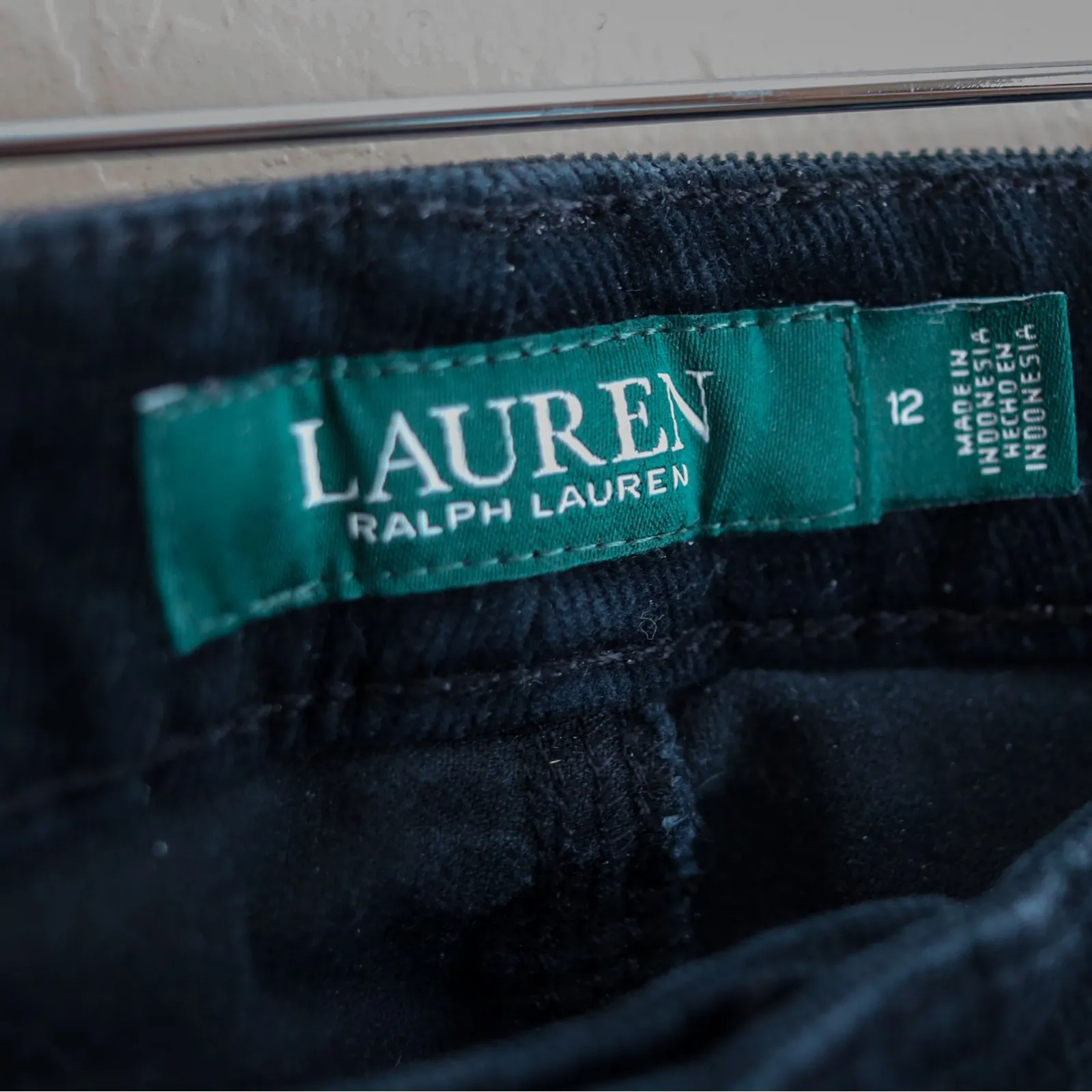 Lauren Ralph Lauren Corduroy Pants Women's 12 Black Straight Leg‎ Fall Casual - Image 3