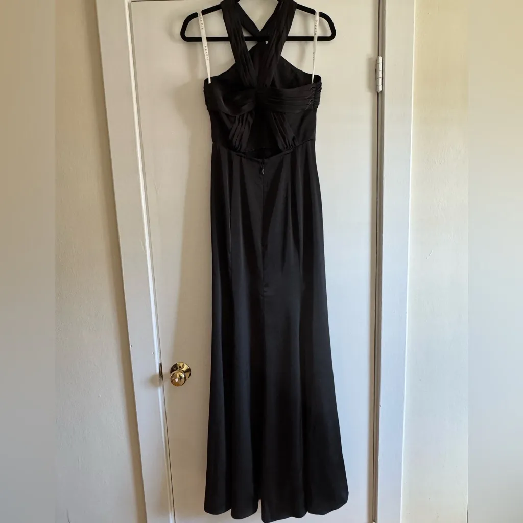 Azazie Rue Black Halter Maxi Dress - Image 2