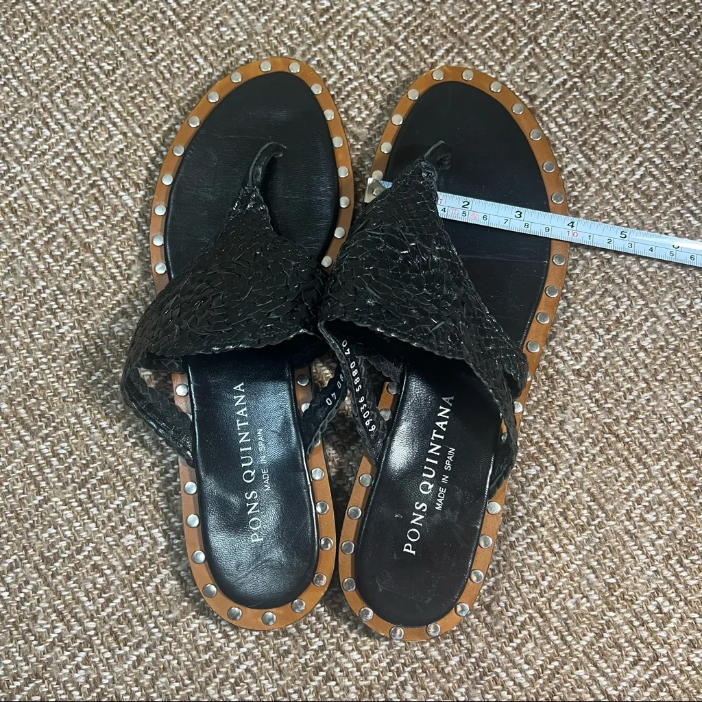 Pons Quintana Womens Woven Black Leather Sandals Sz 40/ 9 - Image 8