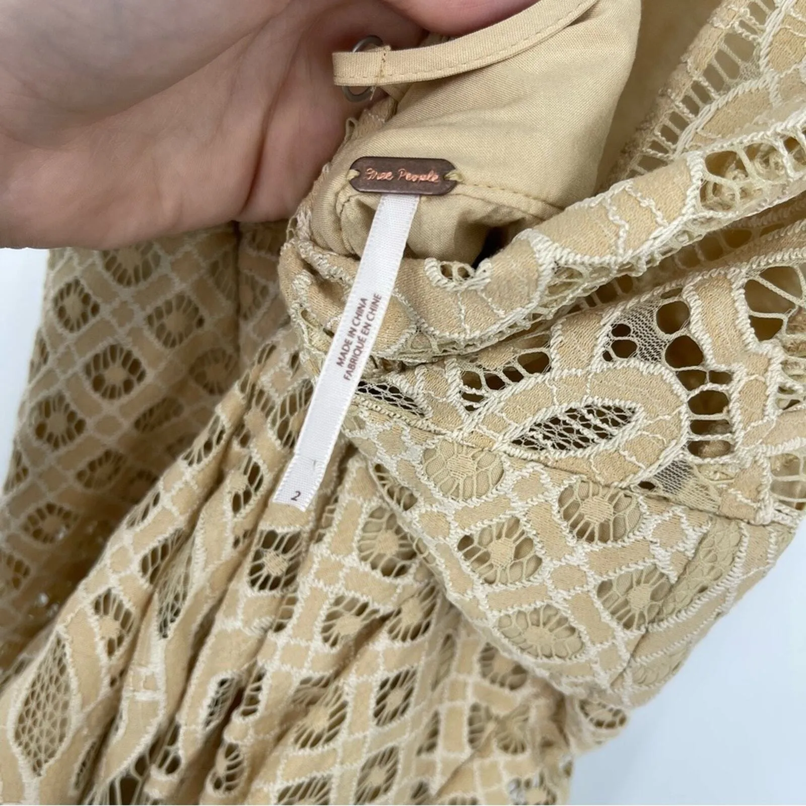 Free People One Million Lover Ivory Lace Mini Dress Women Size 2 - Image 4