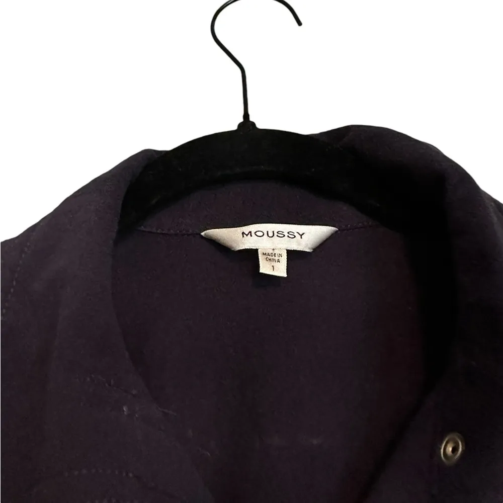 Moussy Zip Up Shirt Dress Navy Blue Utility Size 1 - Image 5