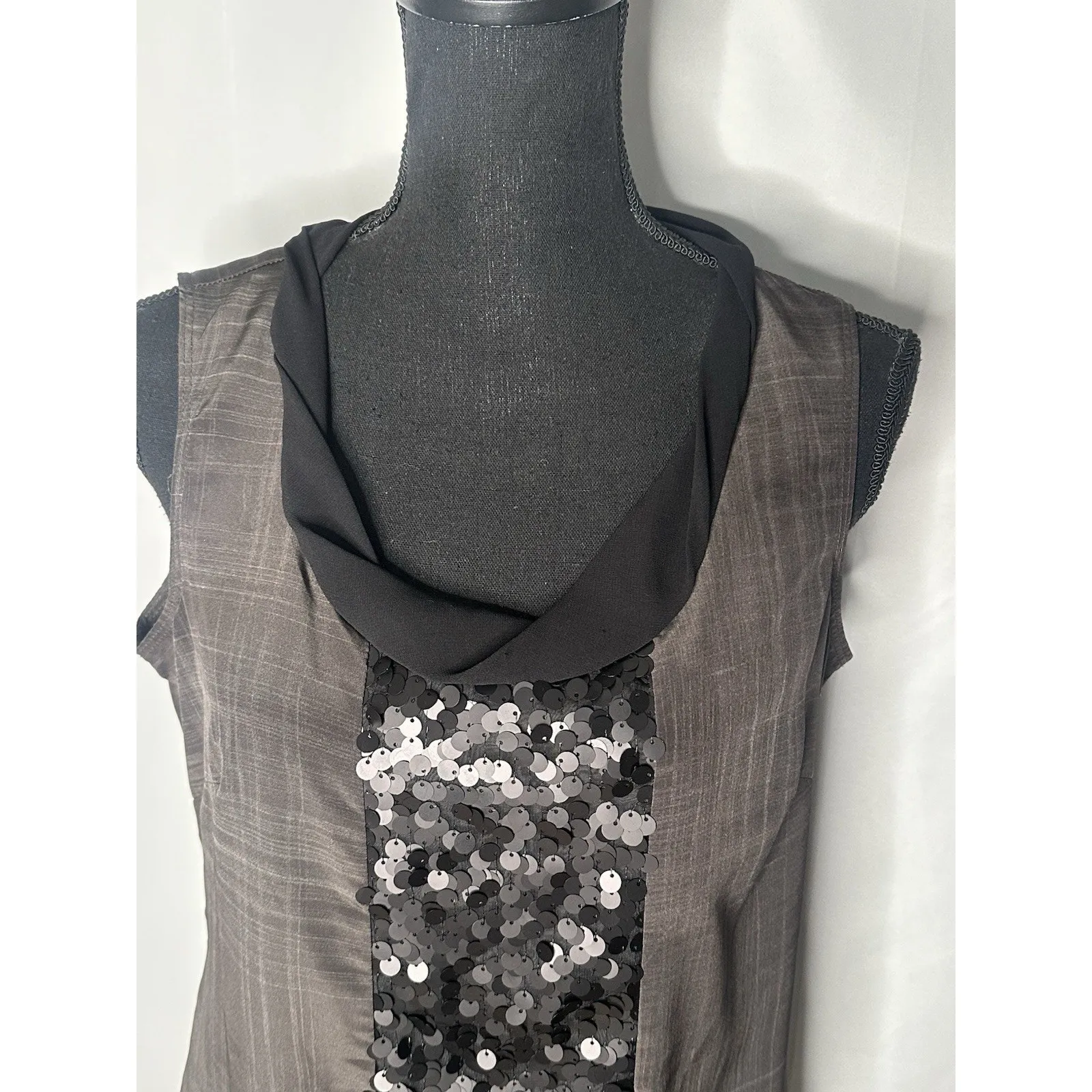 Simply Vera Vera Wang Women's Brown Sleeveless Shift Dress Size 10 - Image 7