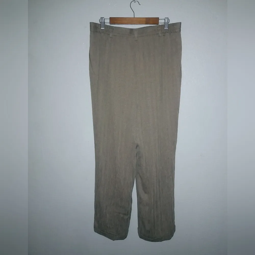 Jones NY 16W 34x30 Herringbone Tan Cuffed Dress Pants Plus Vintage Workwear - Image 2