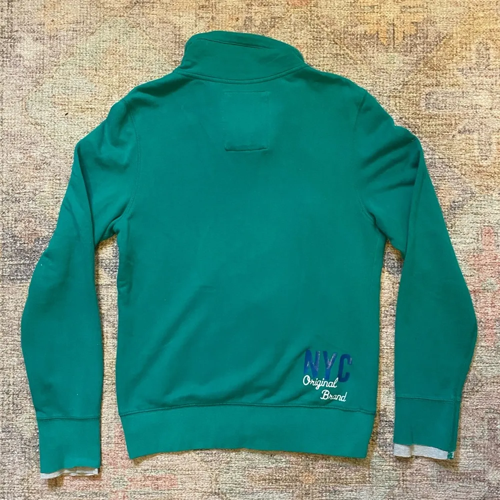 Aeropostale Zip Up Screen Print Sweatshirt with Raw Cuff - Image 6