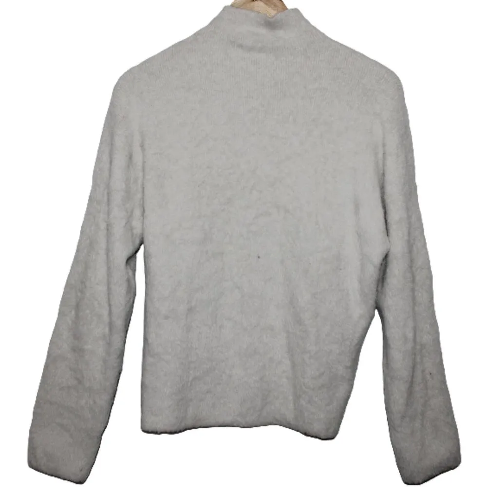 Abercrombie & Fitch White Ribbed Long Sleeve Mock Neck Turtleneck Sweater Size M - Image 2