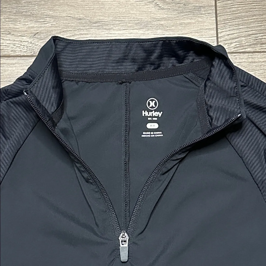 NWOT Hurley Long Sleeve‎ 1/4 Zip Pocket Swim Dress Cover Up Black Size Medium - Image 7