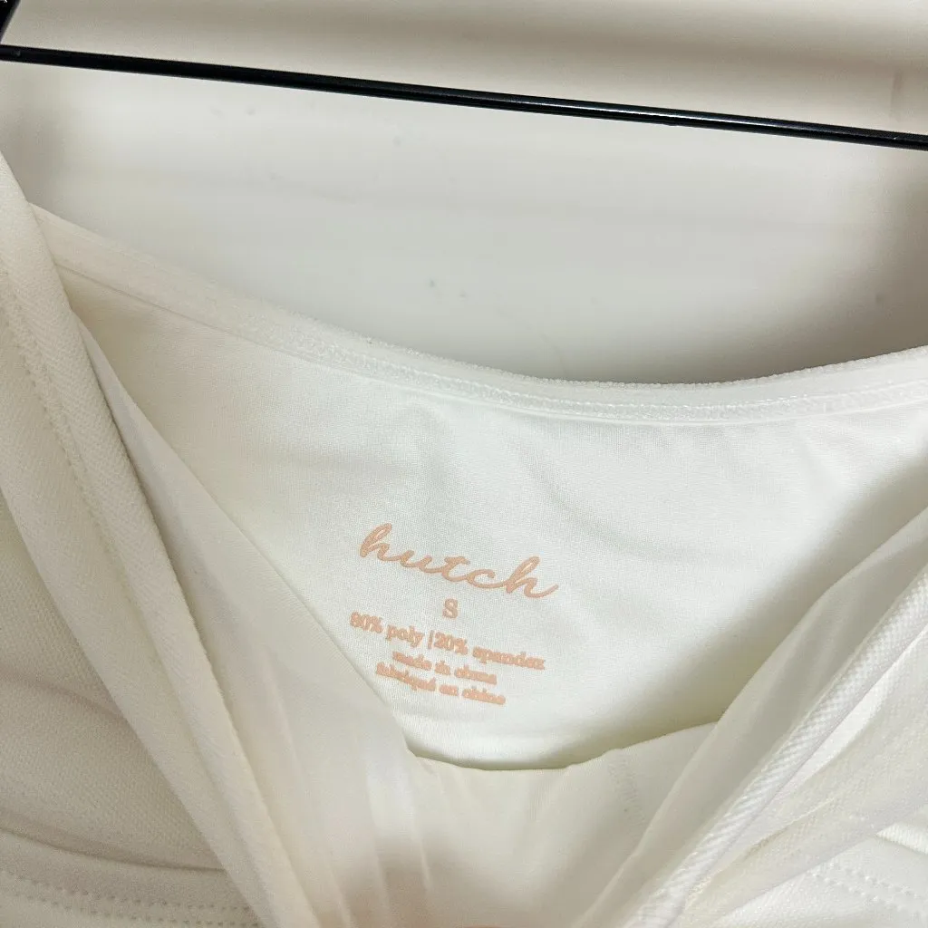 HUTCH Radlee Strapless Mesh Overlay Skirted One-Piece Swimsuit White Size Small - Image 5