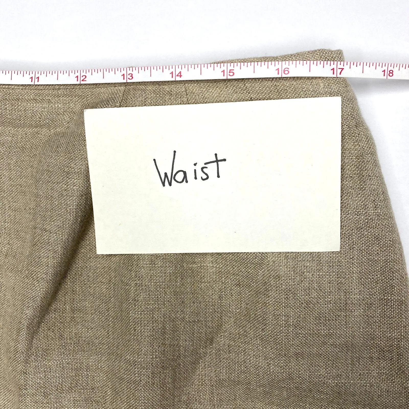 Vintage Style and Co Woman Tan Plus Linen Back Zip Short Length Neutral Skirt 16 - Image 6