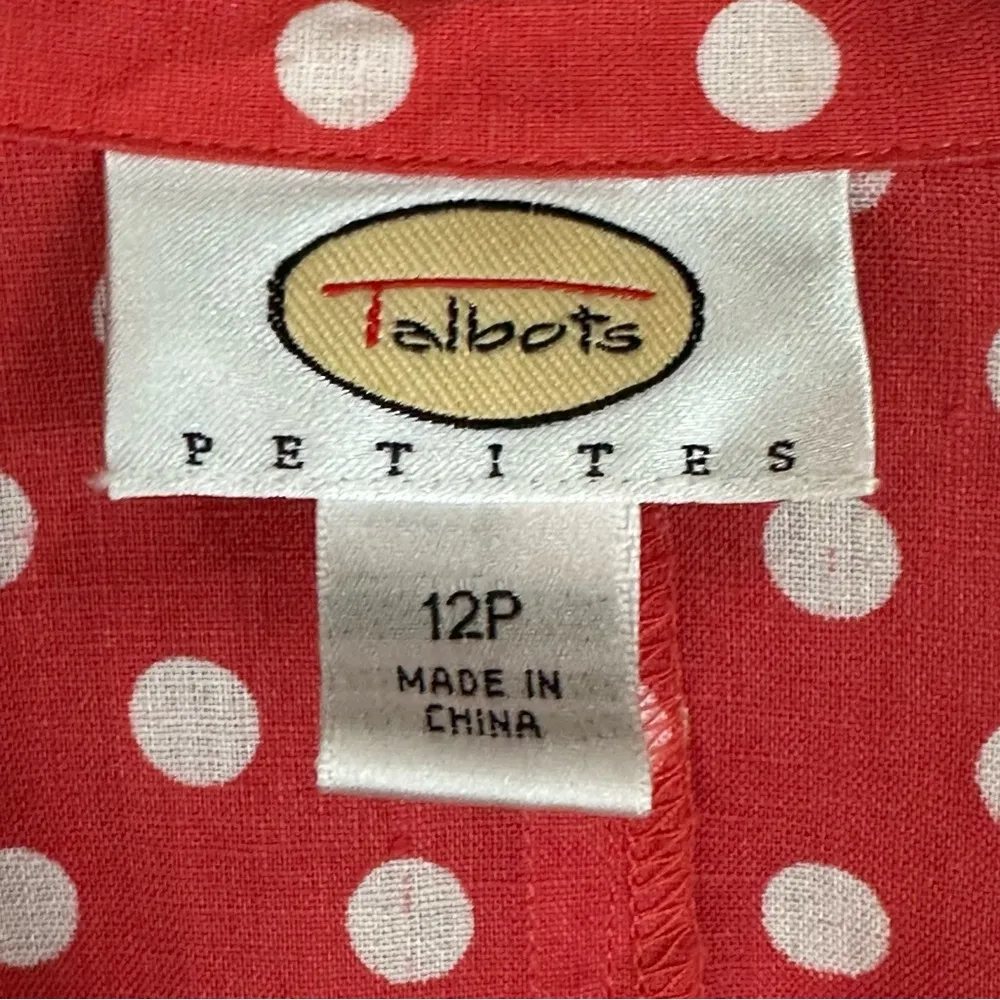 Talbots Coral Polkadot Linen Lightweight Shacket Blazer Jacket 12P - Image 2