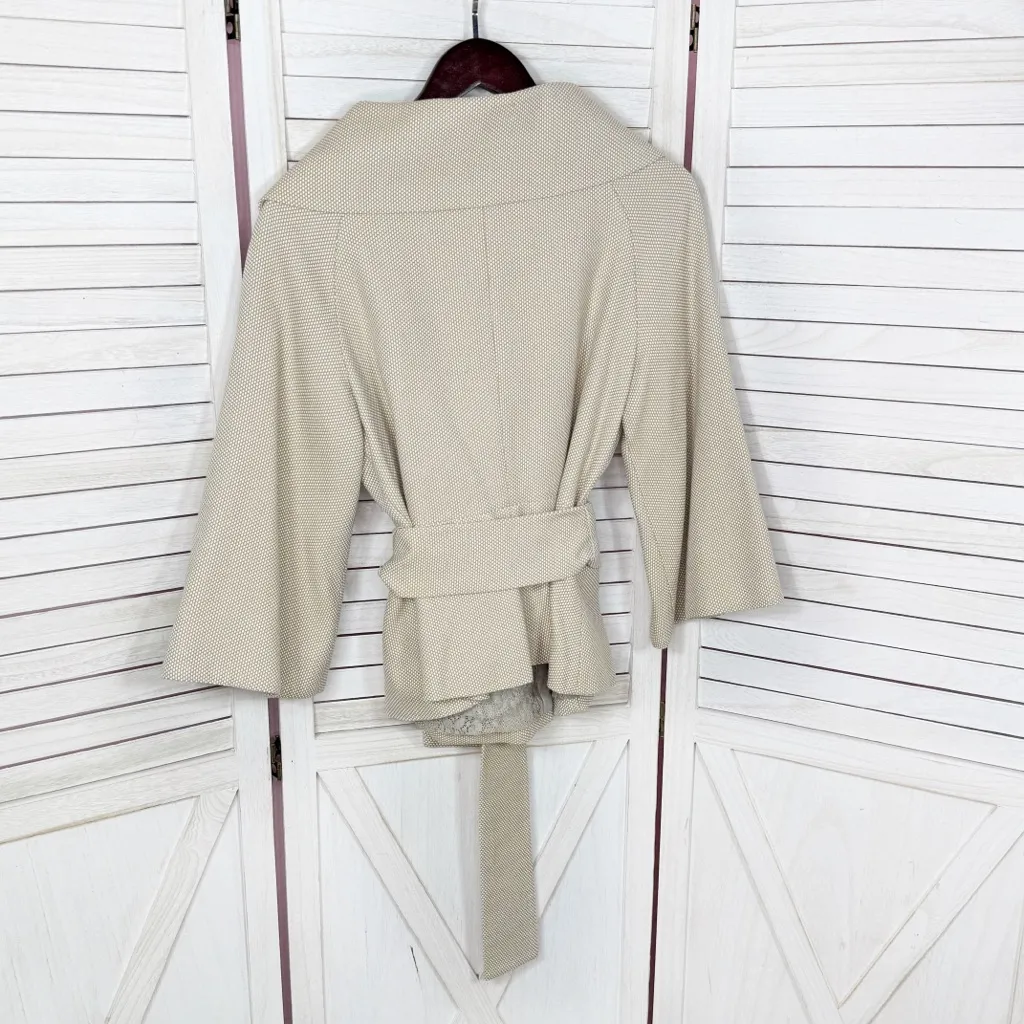 Magaschoni Open Shawl Collar Wrap Bell Sleeve Blazer Jacket Cream Tan 12 - Image 10