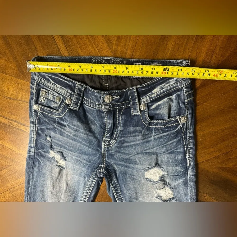 Miss Me Signature Straight Stretch Cuffed Jean Low Rise Size 25 Bling Pockets - Image 7