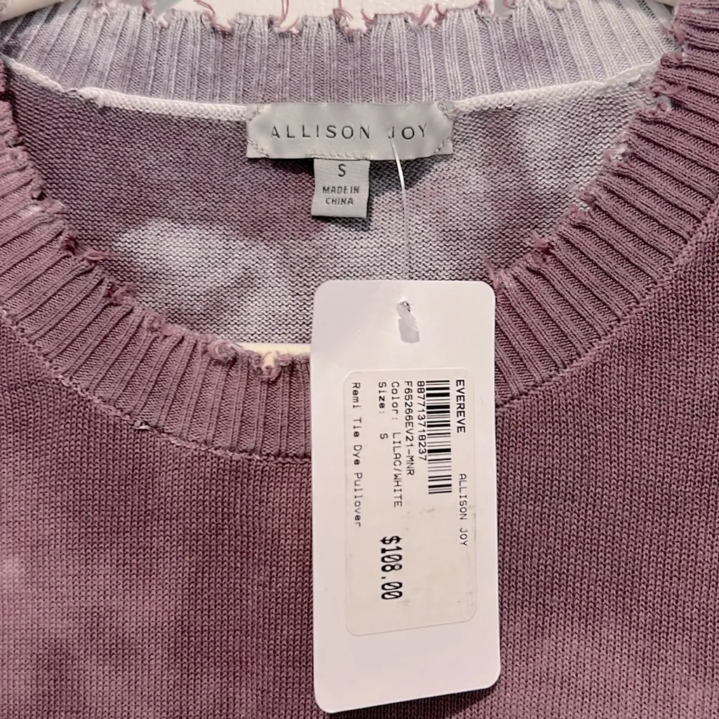 Allison Joy Evereve NWT Remi Tie Dye Pullover Sweater Lilac White Small - Image 3