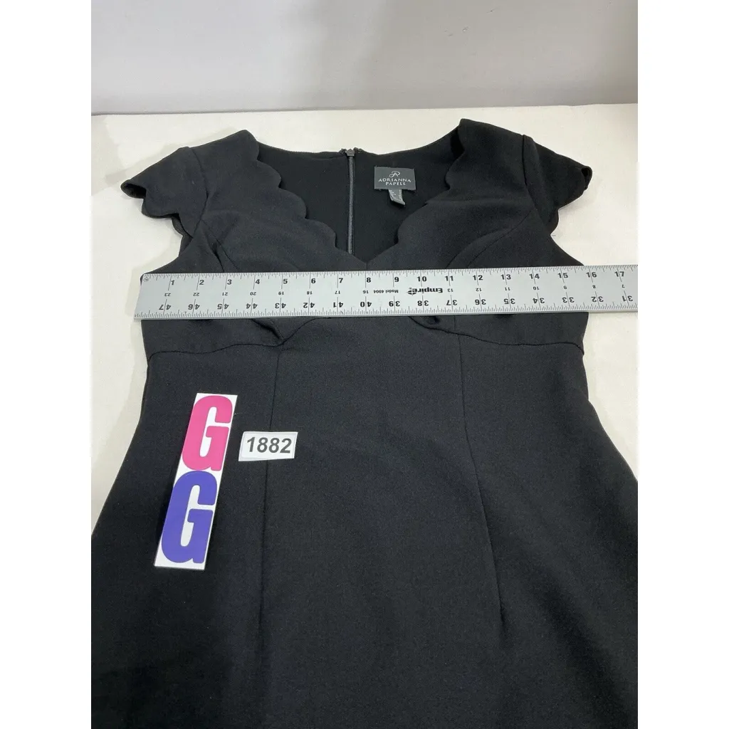 Womans Adrienne Papell Black Cap Sleeve Scalloped Hem & Neck Above Knee Dress 2 - Image 7