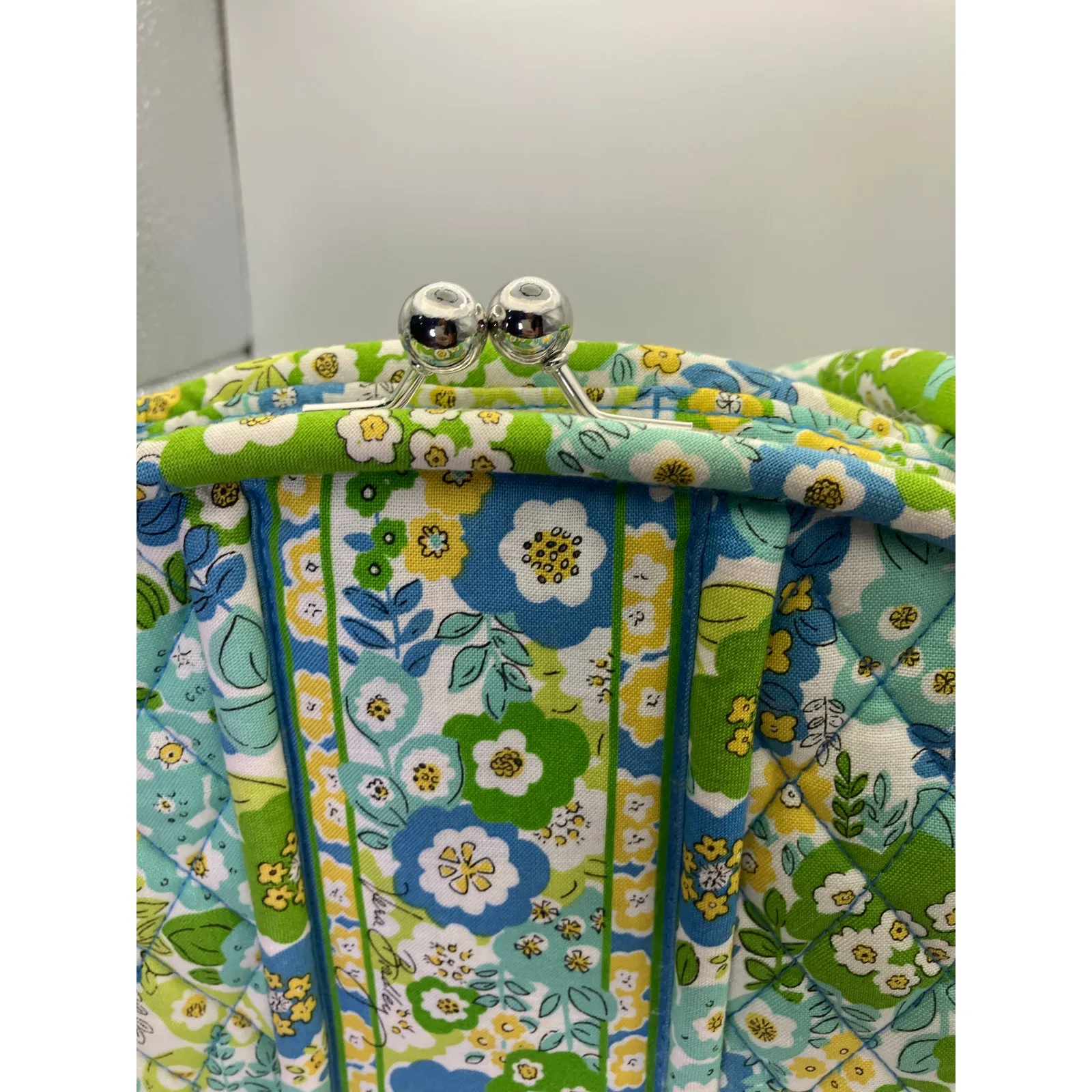 Vera Bradley Eloise English Meadow Kiss Lock Bowler Bag Shoulder‎ Floral Spring Green - Image 9