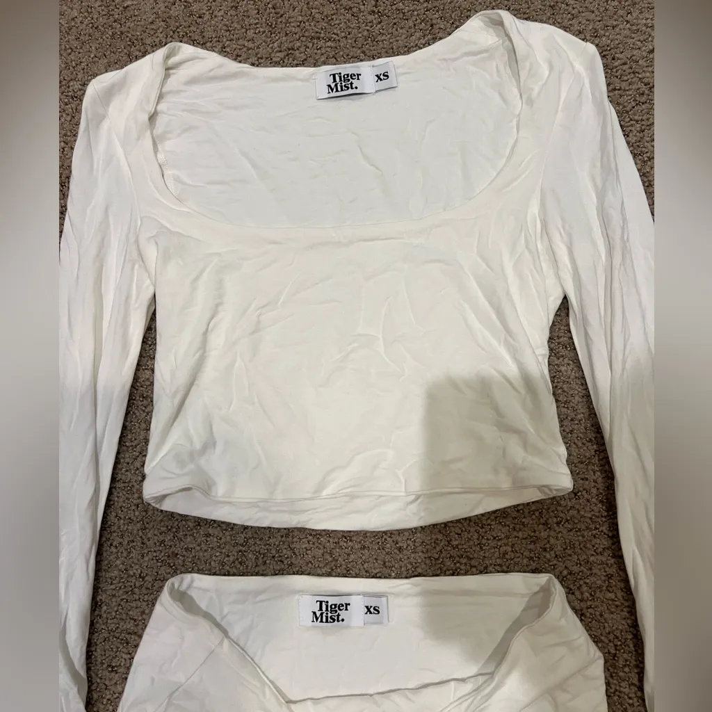 Tiger Mist Addison top and skirt white long sleeve crop top and maxi skirt set - Image 5