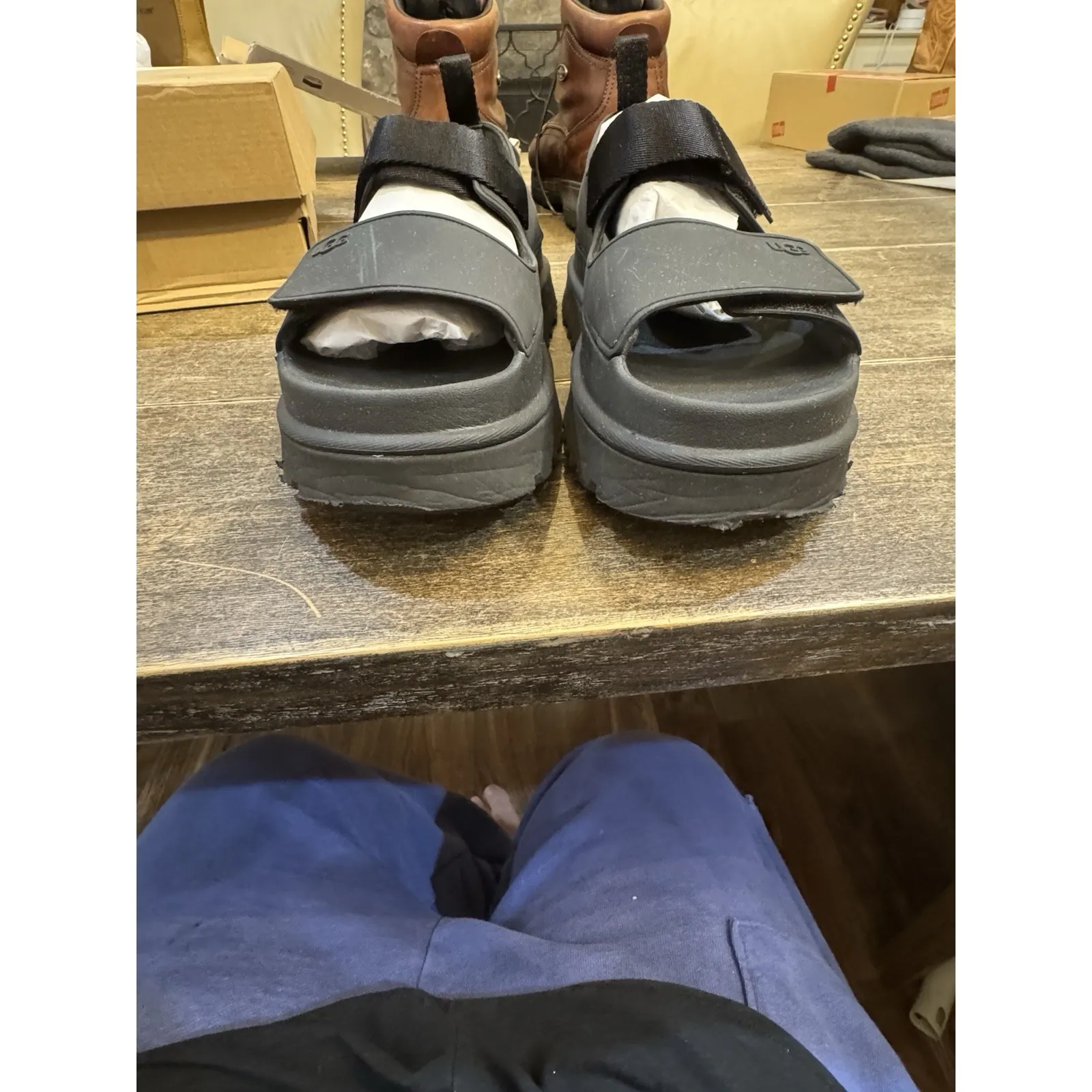 UGG Black GOLDENGLOW PLATFORM‎ STRAPPY SANDALS, WOMEN Size US 11 EUR 42 - Image 6