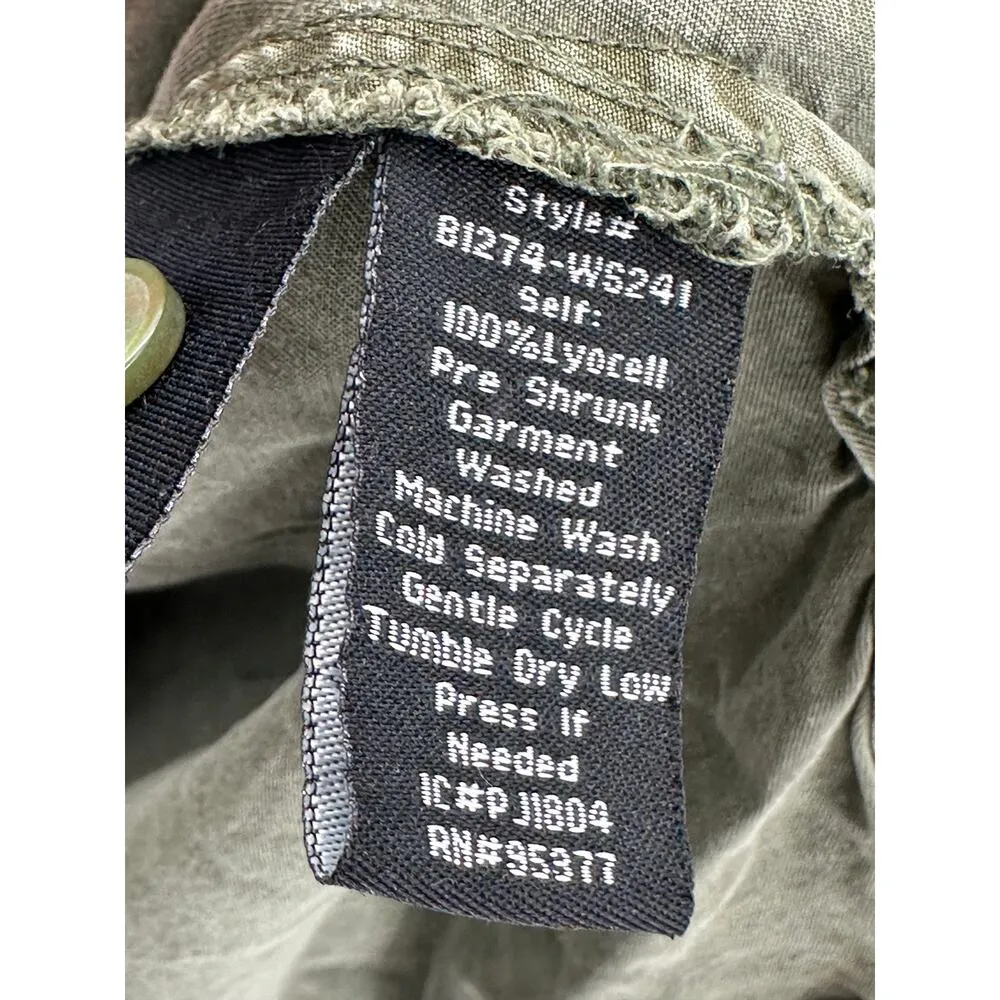 Sanctuary Olive Green Button Down Lyocell Shirt Long Sleeve Womens Size XS - Image 7