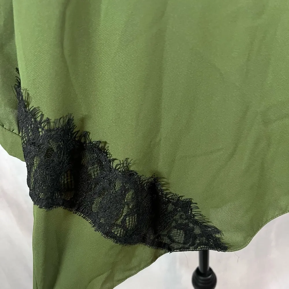 long sleeve army green and black lace tunic top size large - Image 2