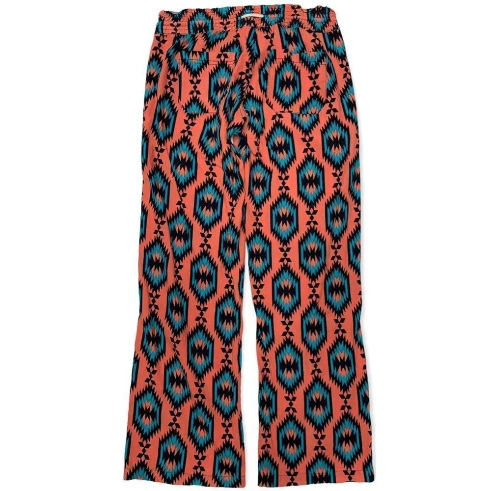 Boho Linen Beach Pants with Pockets Size Small Orange - Image 6