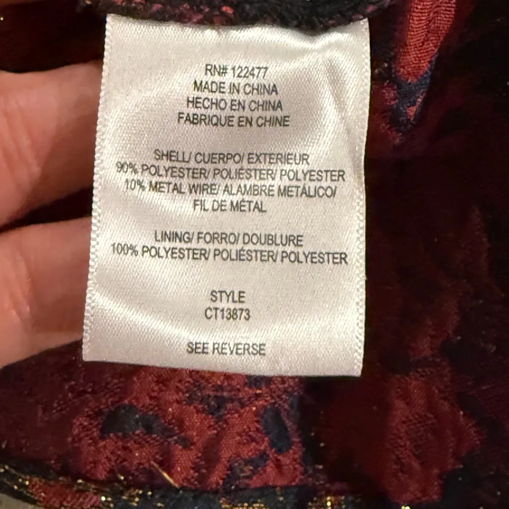 NSR Women Metallic Jacquard Strapless Peplum Top In Black/Red Large - Image 4