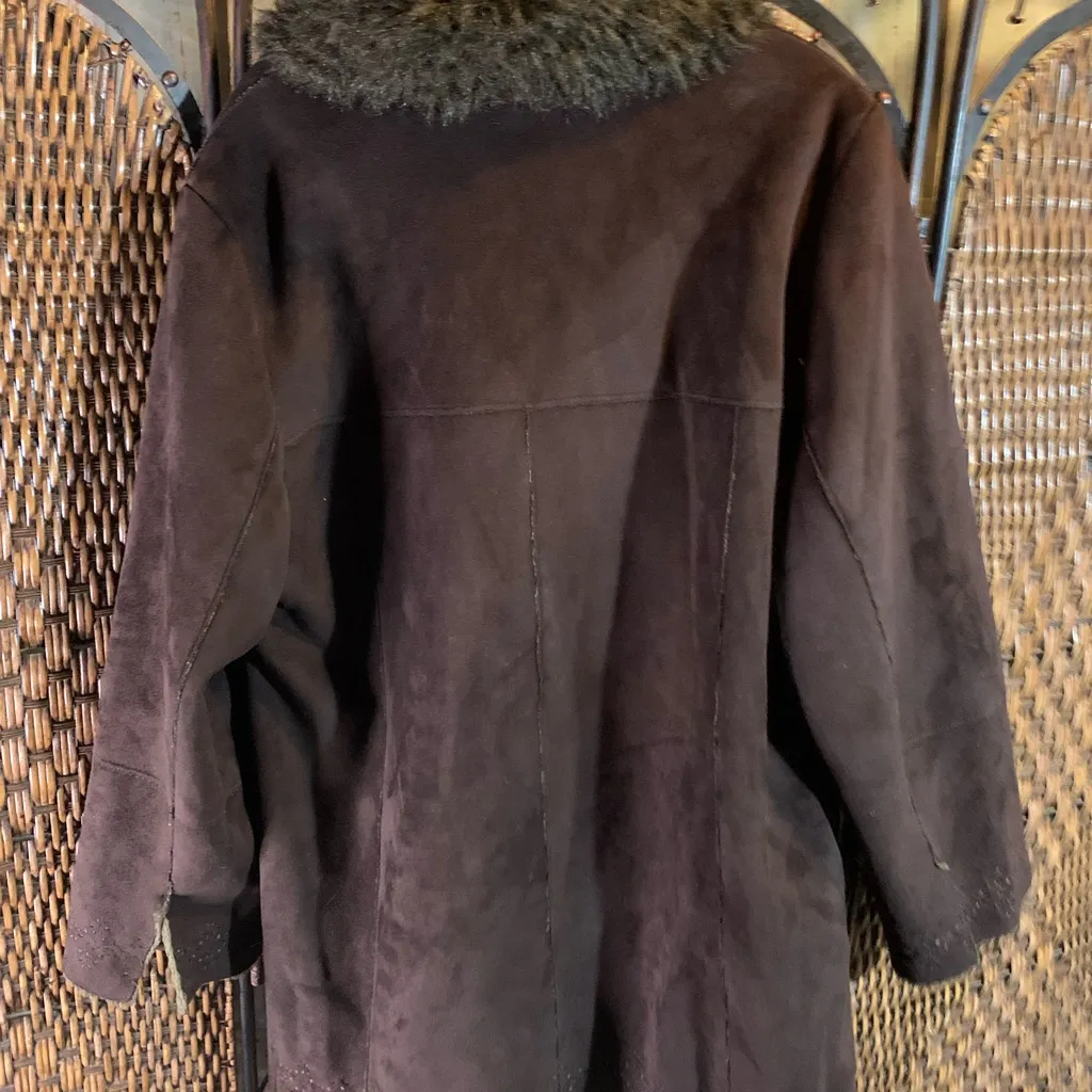 Vintage Macintosh Brown Faux Fur Faux Suede Penny Lane Coat Size L Size L - Image 6