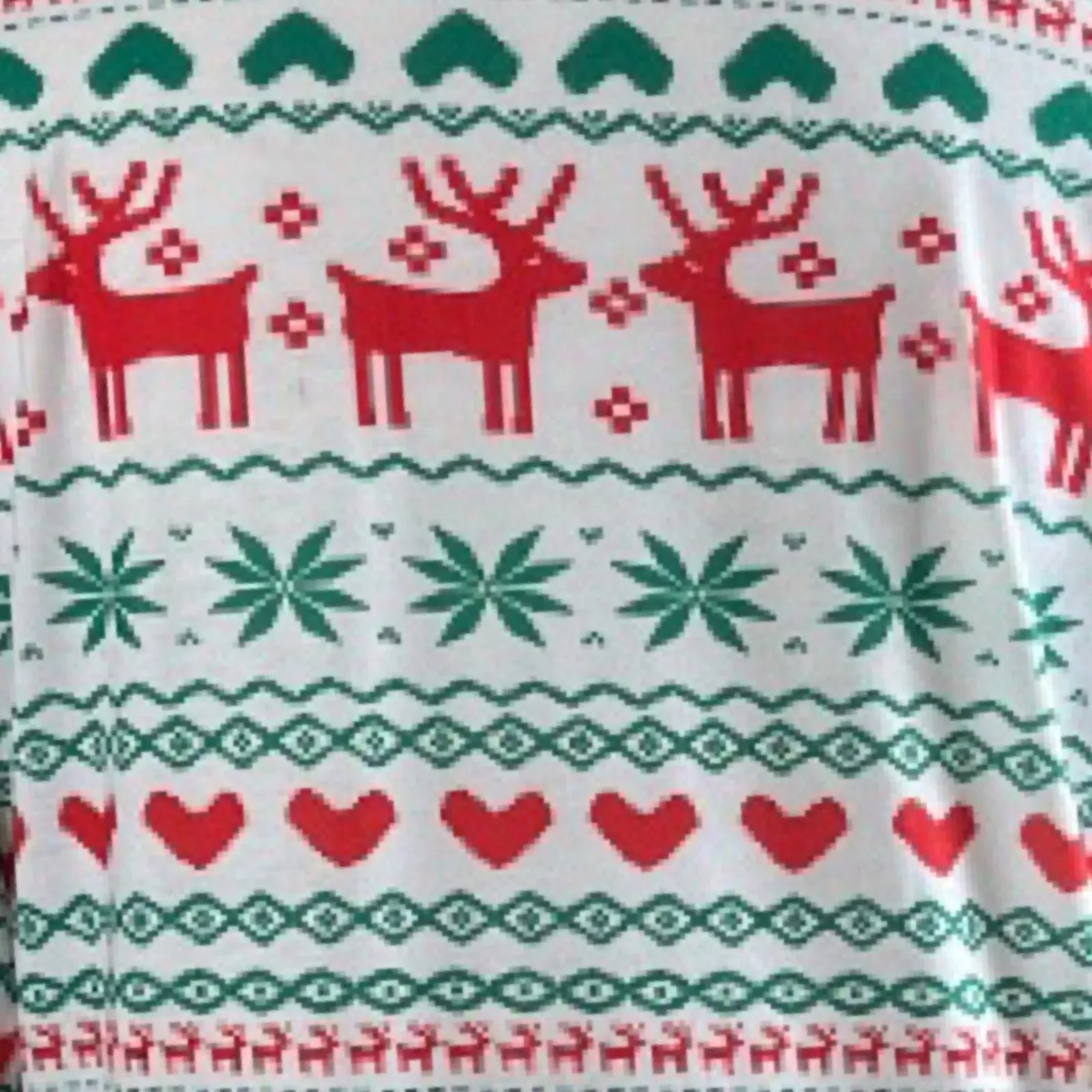 Christmas Pajama Set Jogger Pant Top Reindeer White Green Red Women's Size Large - Image 12