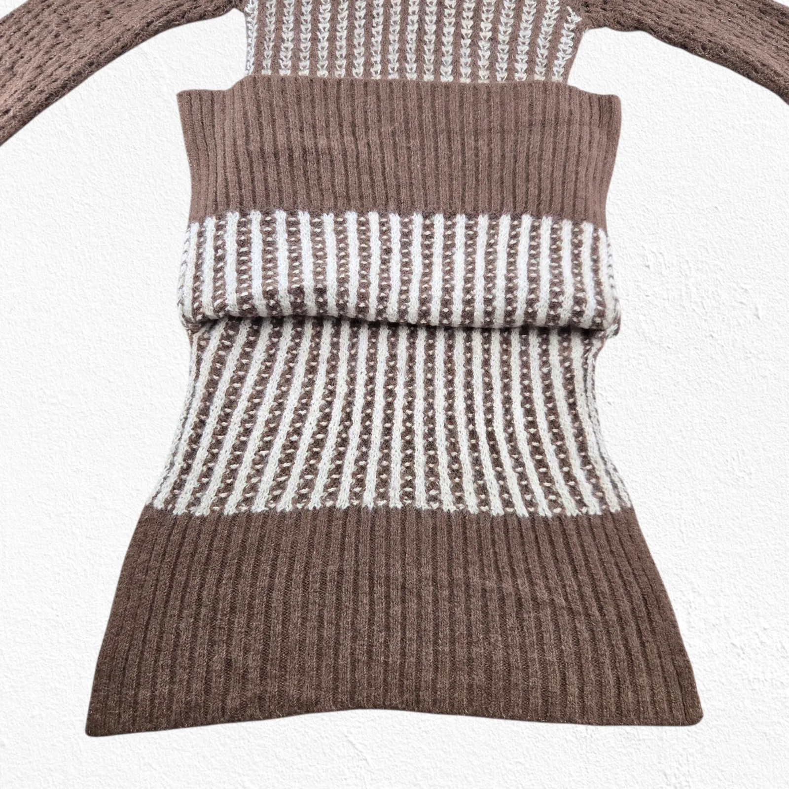 byTiMo Brown Cream Alpaca Blend Knit Turtleneck Maxi Sweater Dress Size Small - Image 6