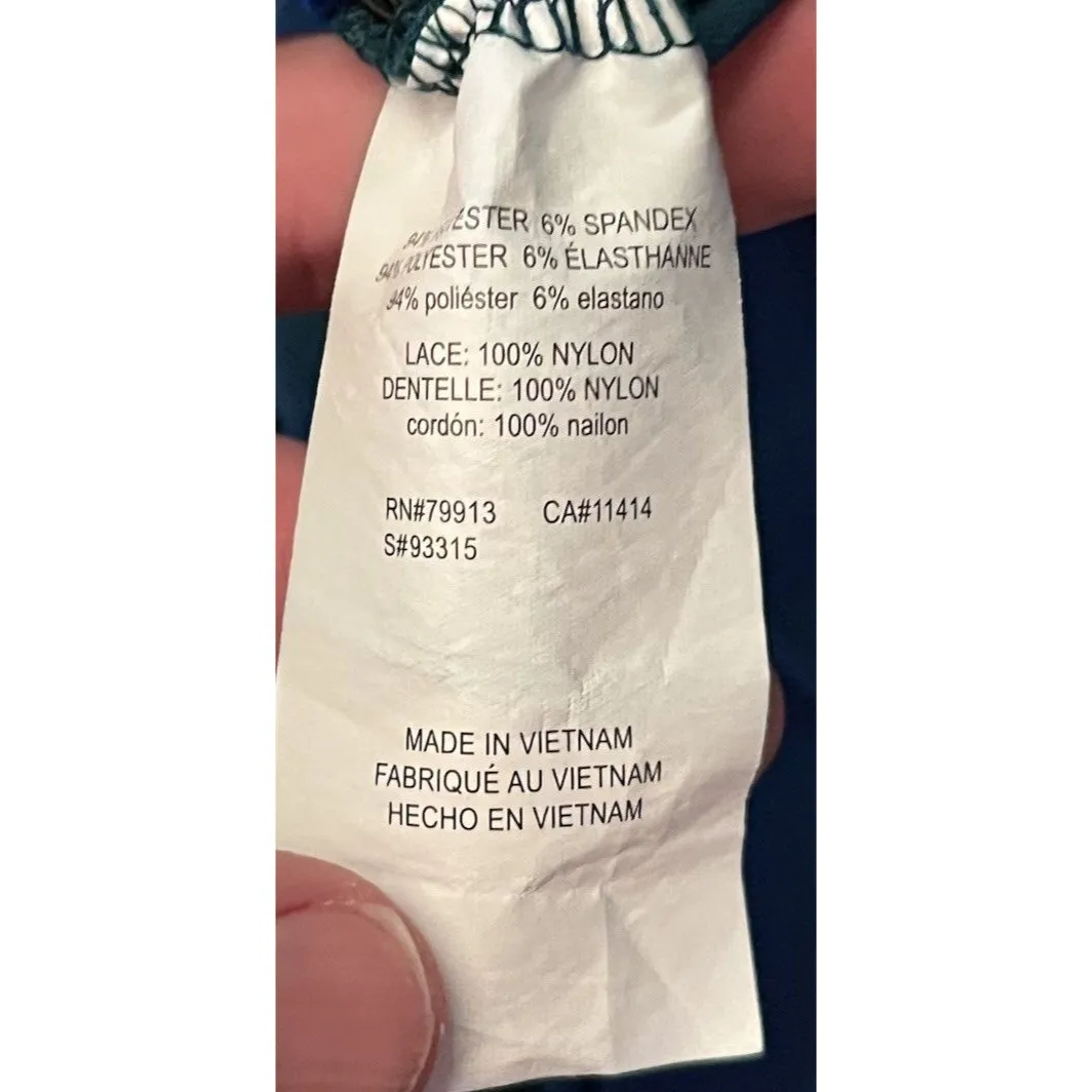 Motherhood Maternity Women's Size Medium Royal Blue 3/4 Sleeve Dress Lace - Image 4