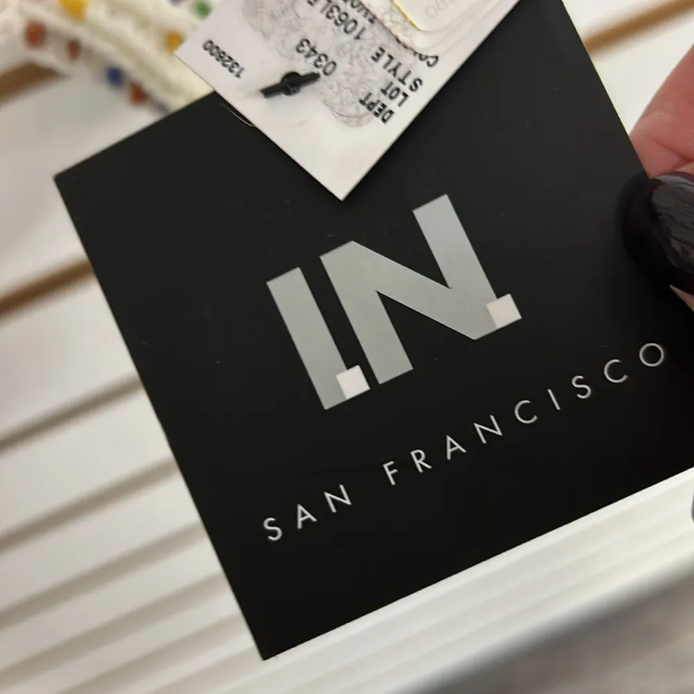 I.N. San Francisco NWT XL White Rainbow Confetti Chenille V-Neck Sweater Knit - Image 11