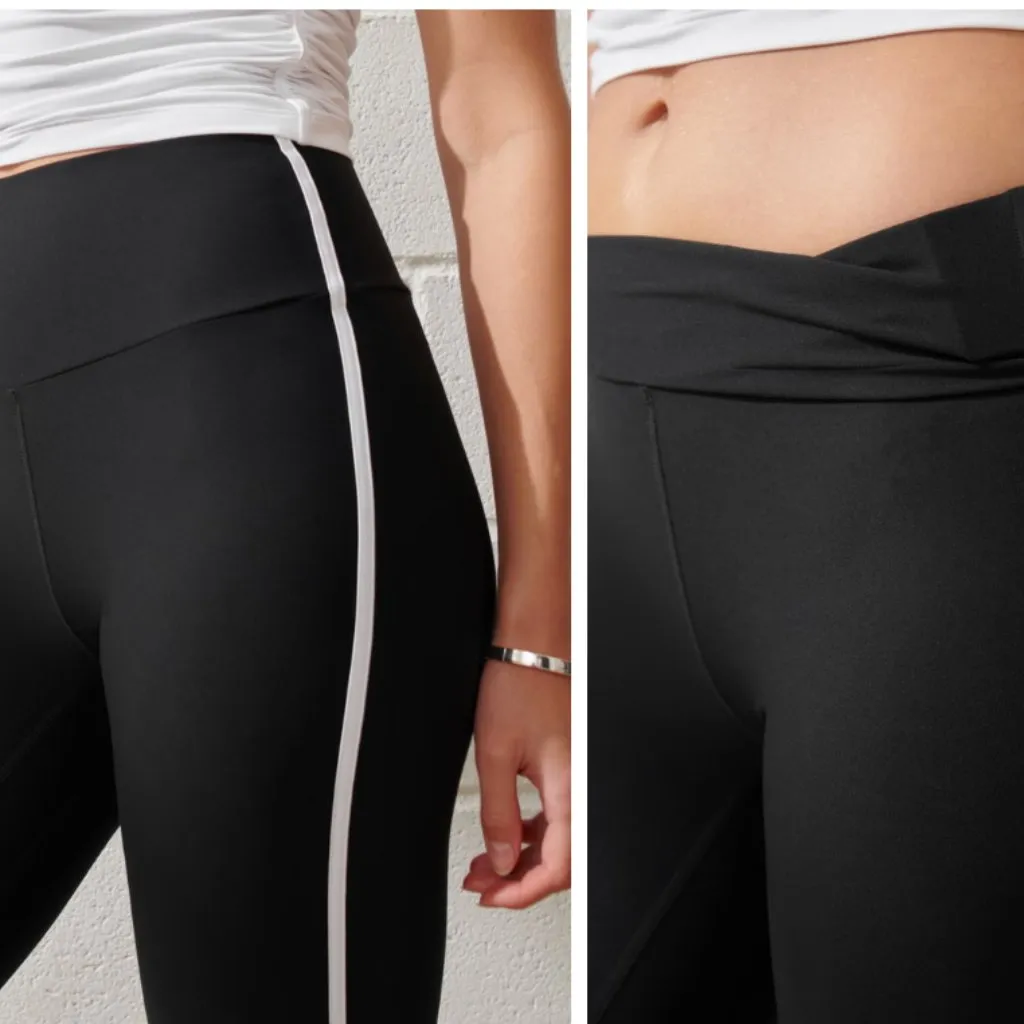 YPB SculptLUX Side Stripe 7/8 Length Legging Black White Size Large - Image 10