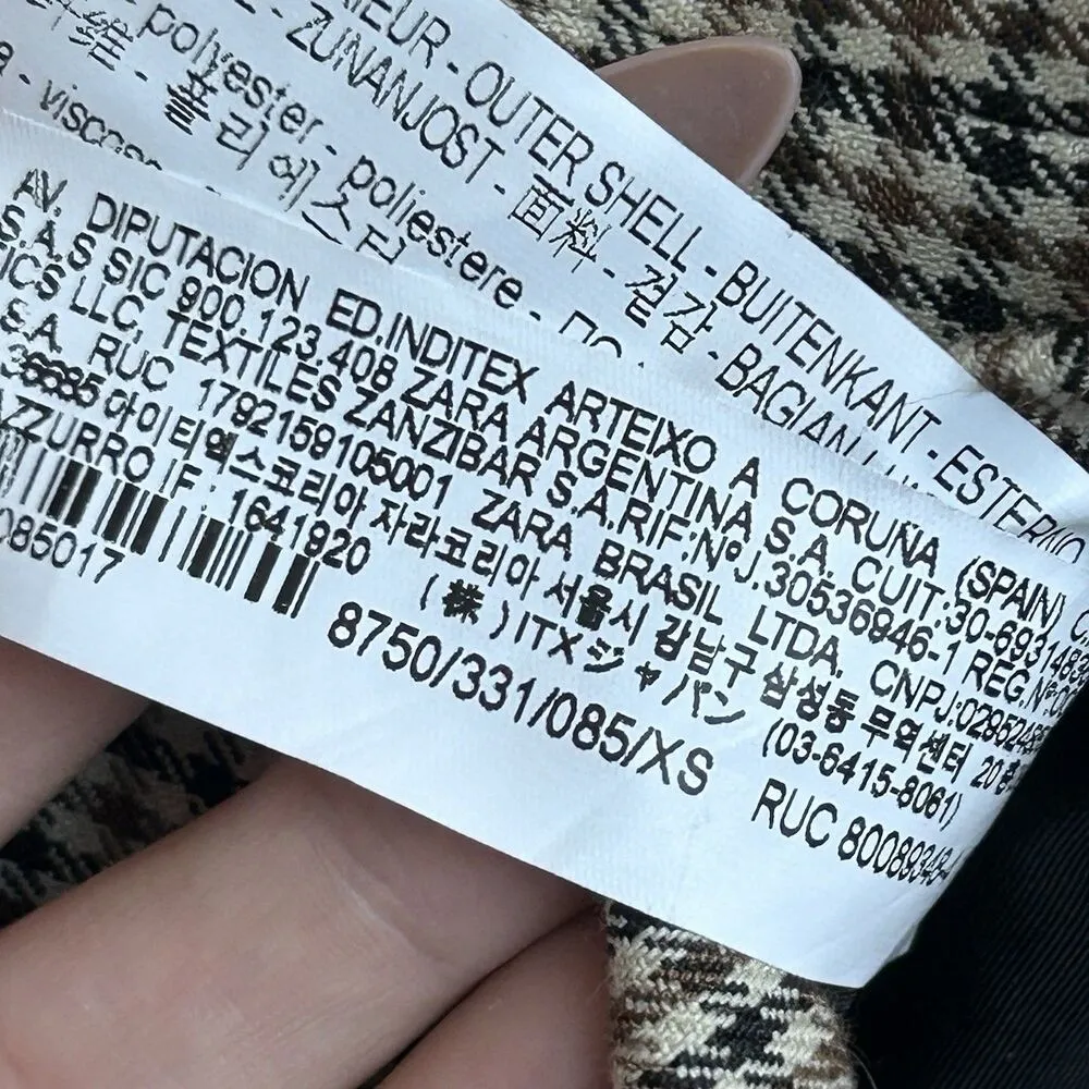 zara blazer womens xL brown black check plaid oversized relaxed double Breasted - Image 8