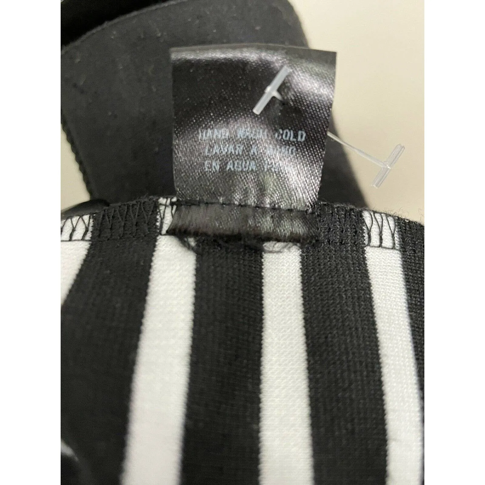 Ellison Women’s Black White Striped 3/4 Sleeve Shirt Dress w/ Pockets Size Small - Image 9