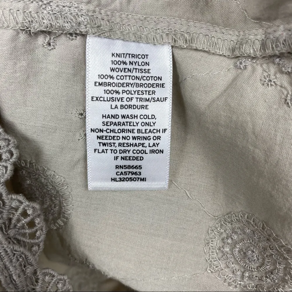 Nordstrom XS Hinge Lace Embroidered 3/4 Sleeve Top Boho Cottagecore Fairycore - Image 5