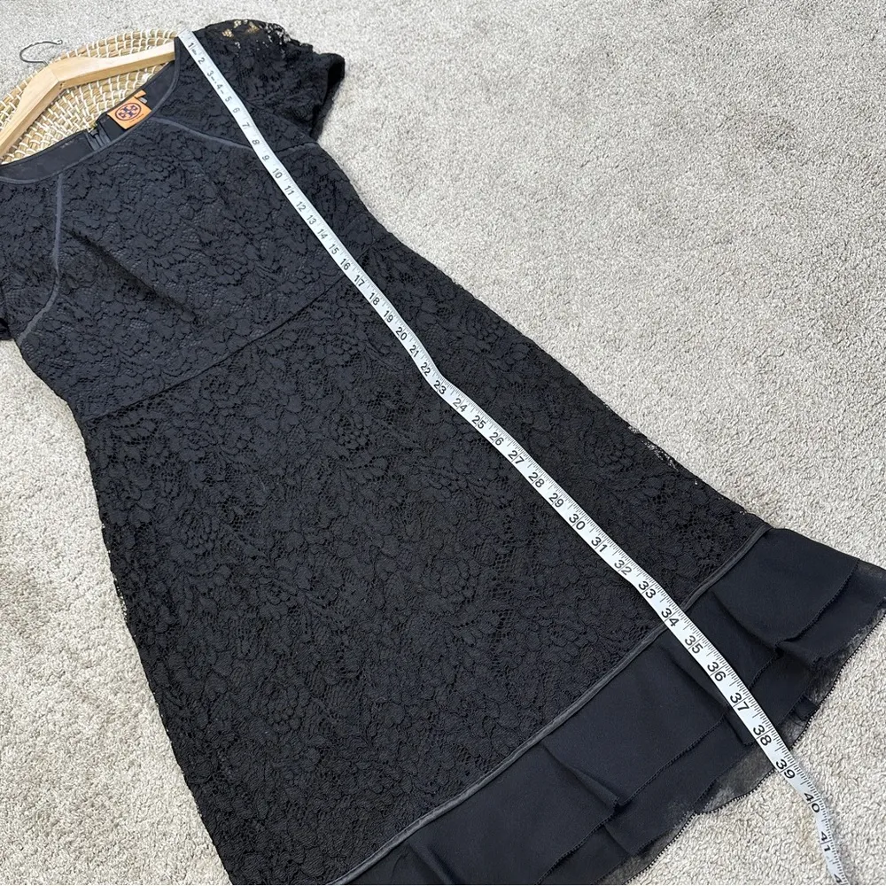 Tory Burch Women’s Silk Bovary Lace Cocktail Dress Shortsleeve Party in Black 4 - Image 13