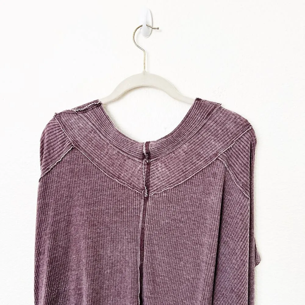 [Free People] Wine Purple Oceanview V-Neck Long Sleeve Oversized Thermal Top XS - Image 6