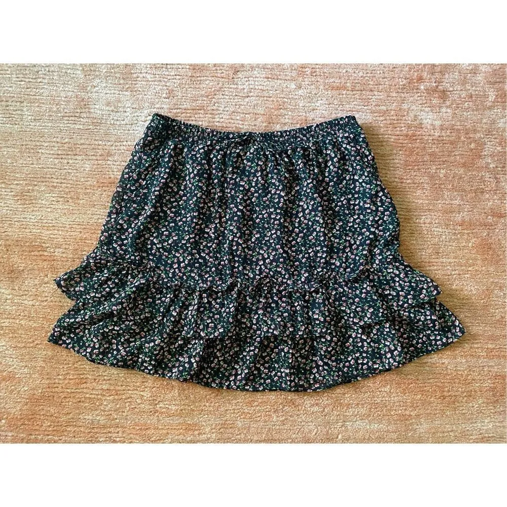 Sienna Sky Floral Ruffle Multi Color Mini Skirt, Size L - Image 2