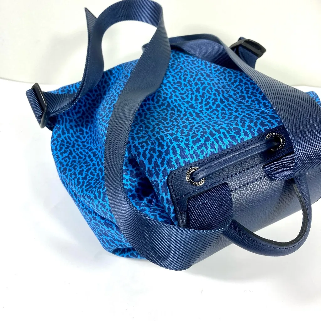 Longchamp Le Pliage Panther Print Backpack Blue Nylon Leather - Image 9
