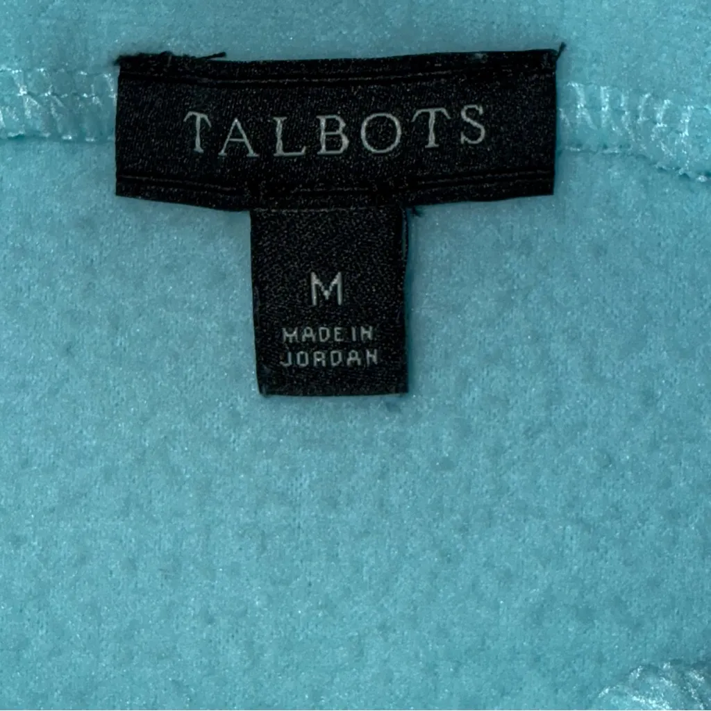 Talbots Cozy Fleece Mock Neck Pullover Aqua Blue Women's Sweatshirt size Medium - Image 5