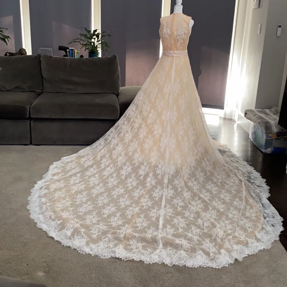 Women’s Strapless Formal Wedding Party Dress Size 4 &extra long train cape *READ - Image 11