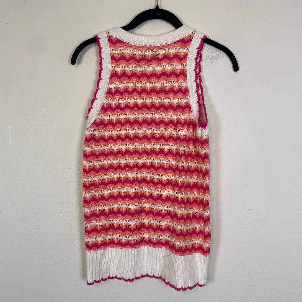 NWT Loft Women's S Pink White‎ Scalloped Halter Sweater Sleeveless Summer 70s - Image 7