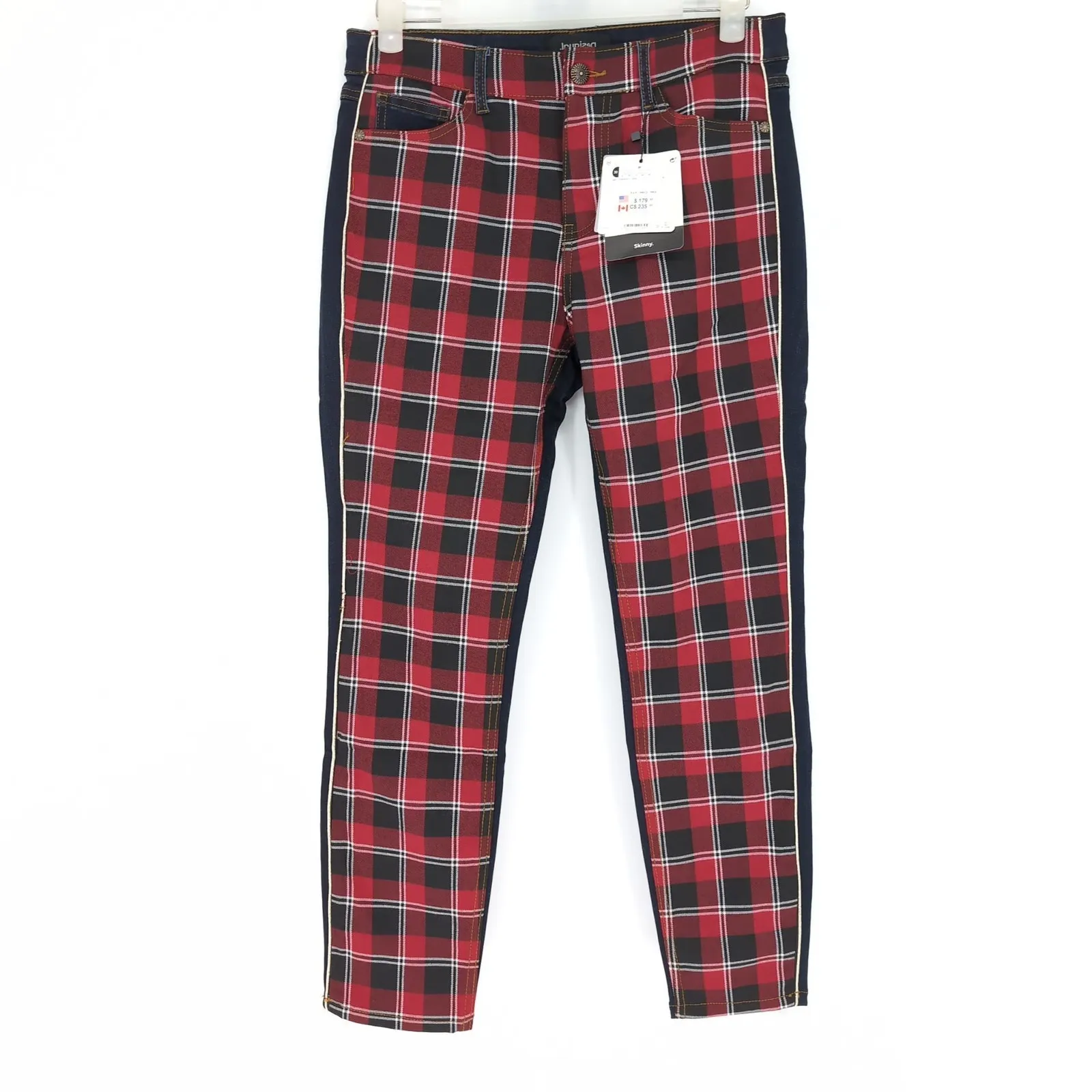Desigual Womens Denim Check Tartan Slim Fit Jeans - US Size 6 / UK Size 12 - NEW - Image 3