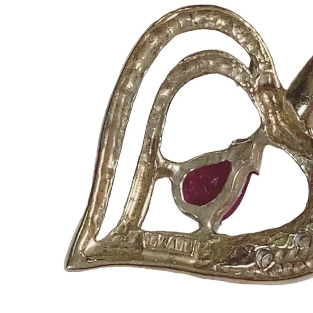 10K Ruby? Heart Gold Pendant - Image 3