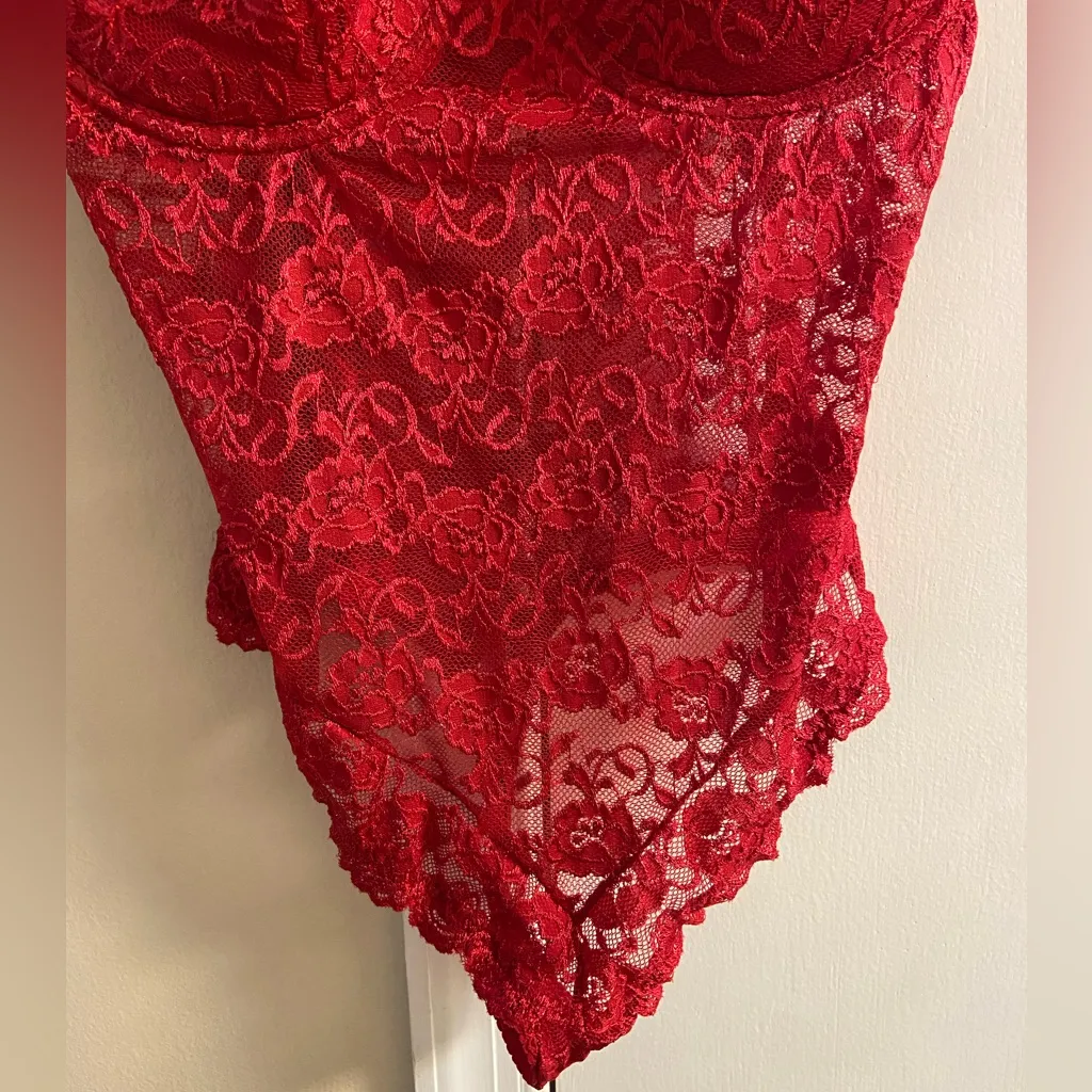 Rampage cherry red bodysuit corset lace bustier lingerie Sz 38C - Image 4